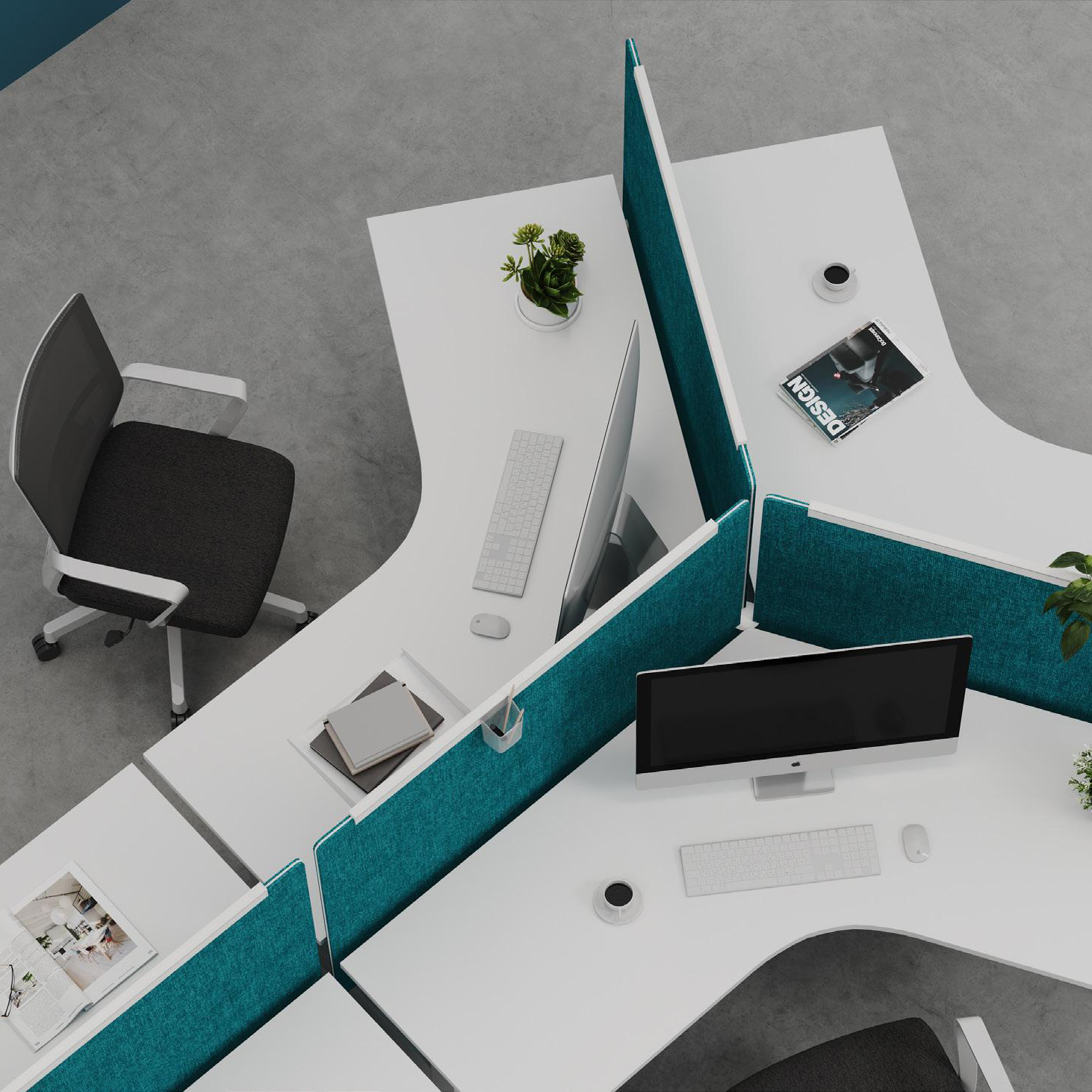 Y-Shaped Irregular Office Desk and Chair Set - Employee Workstation Combination Package
