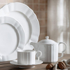 Nordic style cheap bulk white green embossed dinner plates and bowls set vintage rustic dinnerware ceramic dinner set