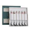 Factory Wholesale 6pcs Christmas spoon fork set gift box christmas spoon for family party hotel gold christmas kid spoon set