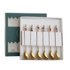 Factory Wholesale 6pcs Christmas spoon fork set gift box christmas spoon for family party hotel gold christmas kid spoon set
