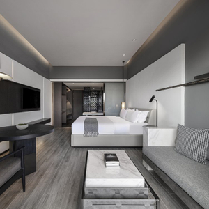 Modern Contemporary Tufted Bedroom Set New 5-Star Design for Hotels Apartments Villas-Black Home Furniture