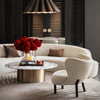 Modern Wooden Hotel Lounge Furniture Live-in Leather Sectional Sofa Set Dining Table Sale for Dining Living Room Apartment Villa