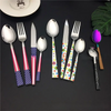 High Quality 16pcs Stainless Steel Flatware Sets New Design Wooden Color Plastic Handle Includes Spoons Knife Fork Tea Spoon
