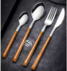 Hotsale Elegant imitations wood cutlery Table knife Table spoon Plastic handle for flat tableware set