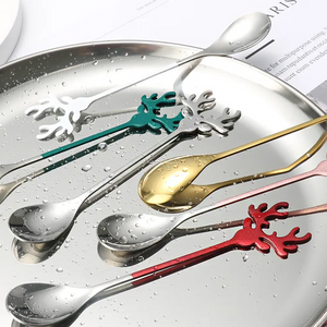 Wholesale coffee restaurant cutlery set coffee honey stainless steel ice cream Christmas spoons