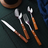 Wholesale New Rosewood Stainless Steel Western Tableware Set Commercial Household Steak Knife Fork Four Piece Set