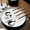 Hotsale Elegant imitations wood cutlery Table knife Table spoon Plastic handle for flat tableware set