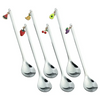 Best selling Creative Stainless Steel Fruit Pendant Gold Silver Spoon Fork Dessert Coffee Stirring Spoon Fork Christmas Gift Box