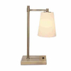 Modern Hotel Bedside Table Lamp with USB port and Outlet Round Twin Table Desk Lamp for Guestroom Bedroom