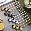 Creative High quality Round Wedding Celebration Long Handle Cute Christmas Gift Stainless steel Coffee Dessert Tea Spoon Set