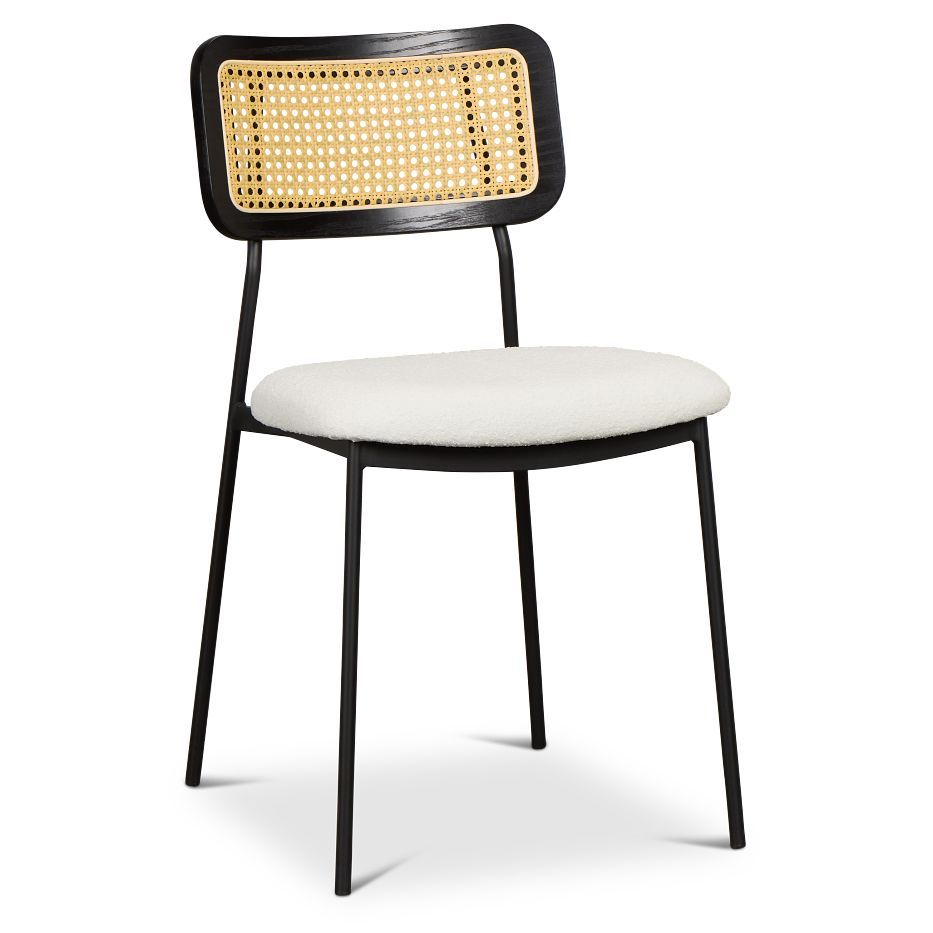 Modern Style Dining Chair Bow Chair Rattan Back With PU Cushions Metal Frame for Dining Room Chair