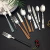 High Quality 16pcs Stainless Steel Flatware Sets New Design Wooden Color Plastic Handle Includes Spoons Knife Fork Tea Spoon