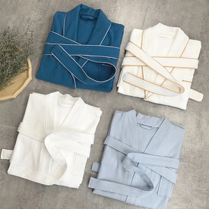 Panic Buying Hotel Bathrobes Solid Premium Cotton Sleepwear Absorbent Soft Long White Bathrobes