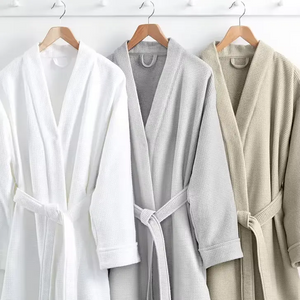 Wholesale Hot Selling Unisex White 100% Cotton Waffle Bathrobe For Hotel Spa Bath Robe