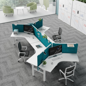 Y-Shaped Irregular Office Desk and Chair Set - Employee Workstation Combination Package