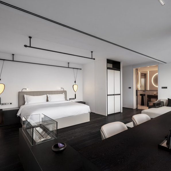 Custom Modern Contemporary King-Size Bedroom Set by Hwall Lightsotel for Apartment or Hotel