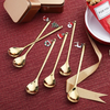 Factory Wholesale 6pcs Christmas spoon fork set gift box christmas spoon for family party hotel gold christmas kid spoon set