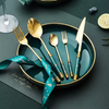 Light Luxury Retro Handle Ceramic Flatware Set Cutlery Set Dessert Tea Spoon Black Gold Colors Dinnerware Sets Knife Fork