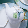 Elegant Custom Overstock Creative White Porcelain Golden Rim Microwaved Safe Ceramic Tableware Set For Restaurant