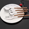 Hotsale Elegant imitations wood cutlery Table knife Table spoon Plastic handle for flat tableware set