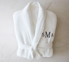 Custom Size White Shawl Collar 100% Cotton Velour Bathrobe for Spa Hotel
