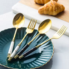 Light Luxury Retro Handle Ceramic Flatware Set Cutlery Set Dessert Tea Spoon Black Gold Colors Dinnerware Sets Knife Fork