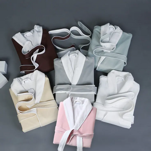 Custom Two Layer Bathrobe Color Robes Shawl Collar Unisex Long Spa Hotel Bathrobe