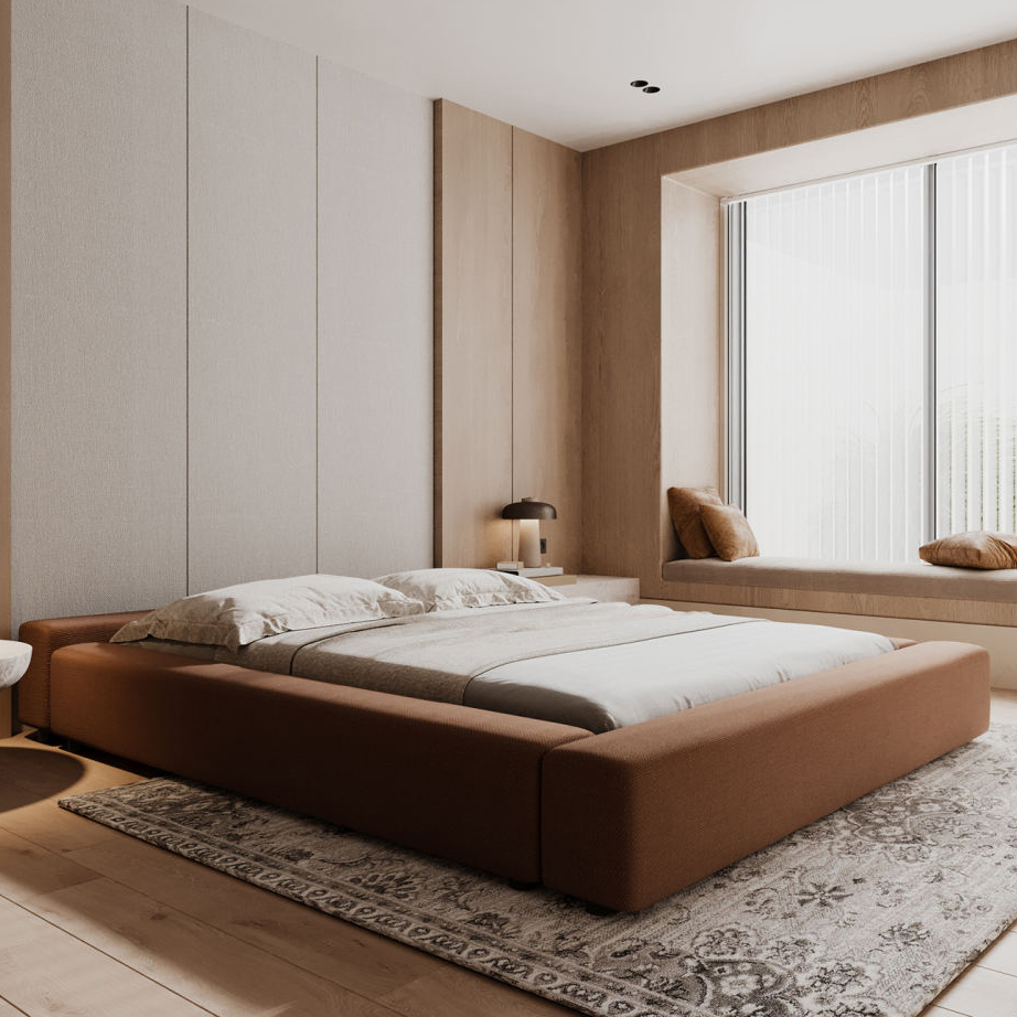 Modern Platform Bed with Ultra-Soft Padding - Space-Saving Design for Small Apartments