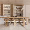 Modern Kitchen Island with Solid Wood Dining Table Set - Multi-Functional Breakfast Bar & Dining Combo