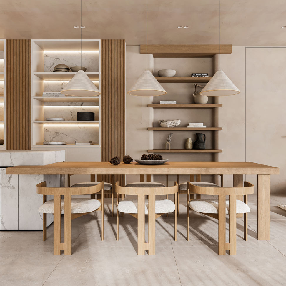 Industrial Style Kitchen Island & Wooden Dining Table Combination - With Storage Shelves and Chair