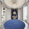 6.5LB Blue Hight Cut Low Loop Customized Luxury Handtufted Carpets Wool/Acrylic Round Rugs 