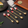 Wholesale Cute Santa Claus Doll Dessert Coffee Spoon Set Fork Creative Tableware Stainless Steel Cutlery Christmas Wedding Gift
