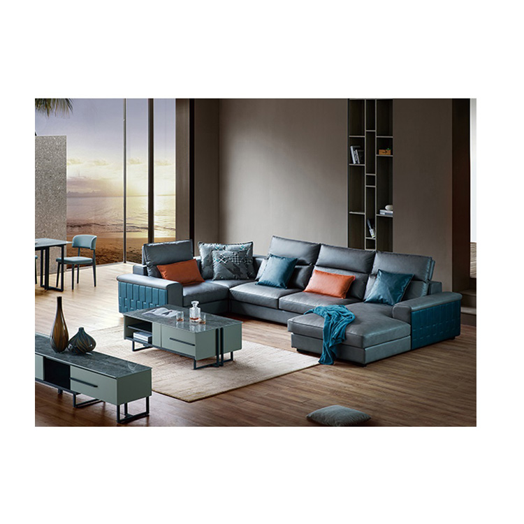2021 hot sale European and American apartment interior leather sofa set fashionable living room comfortable sofa