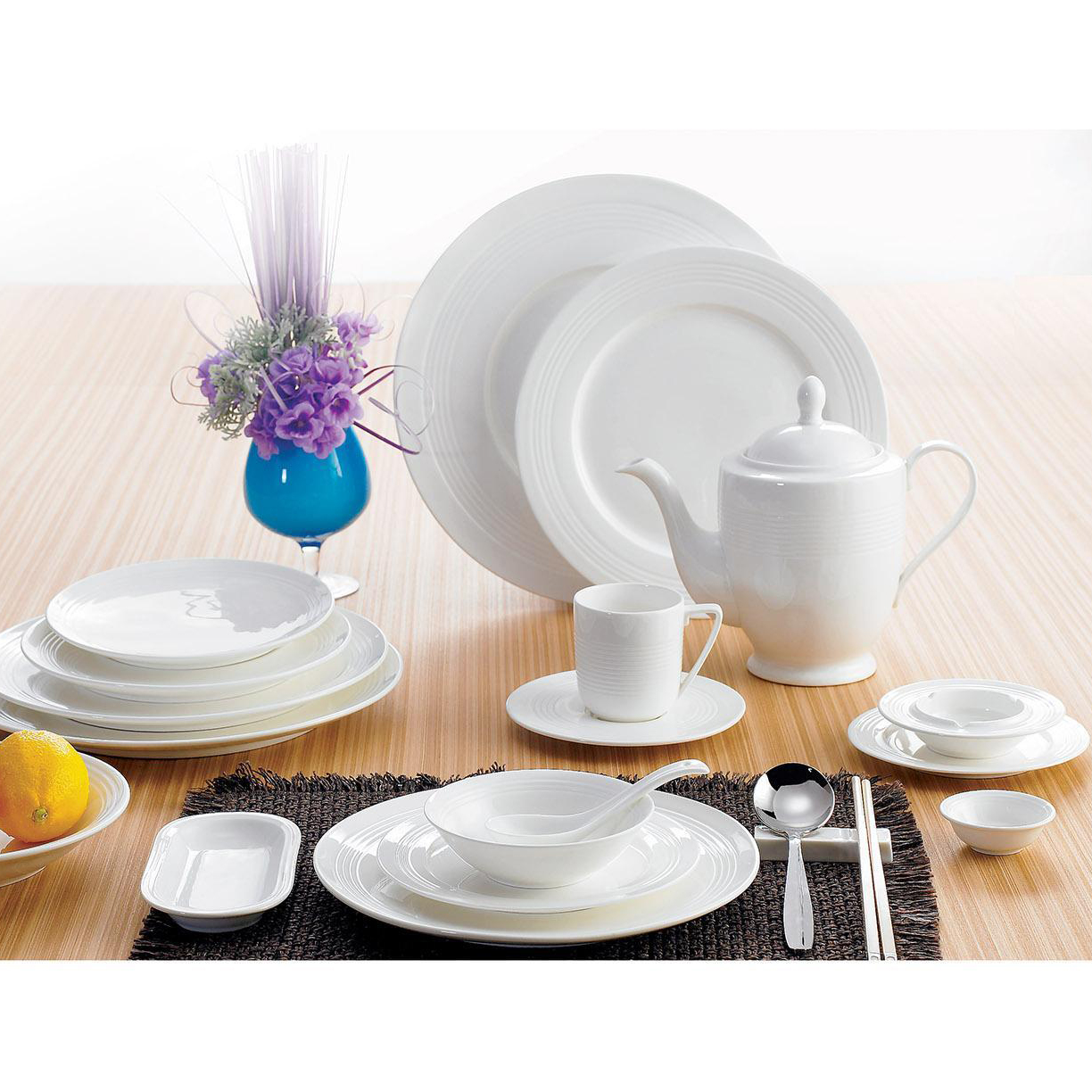 White Round Banquet Restaurant Crockery Ceramic Dish Plates Hotel Bone China Dinner Plates
