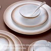 Restaurants crockery dinnerware sets fine bone china plates set gold rim embossed dinnerware sets for wedding