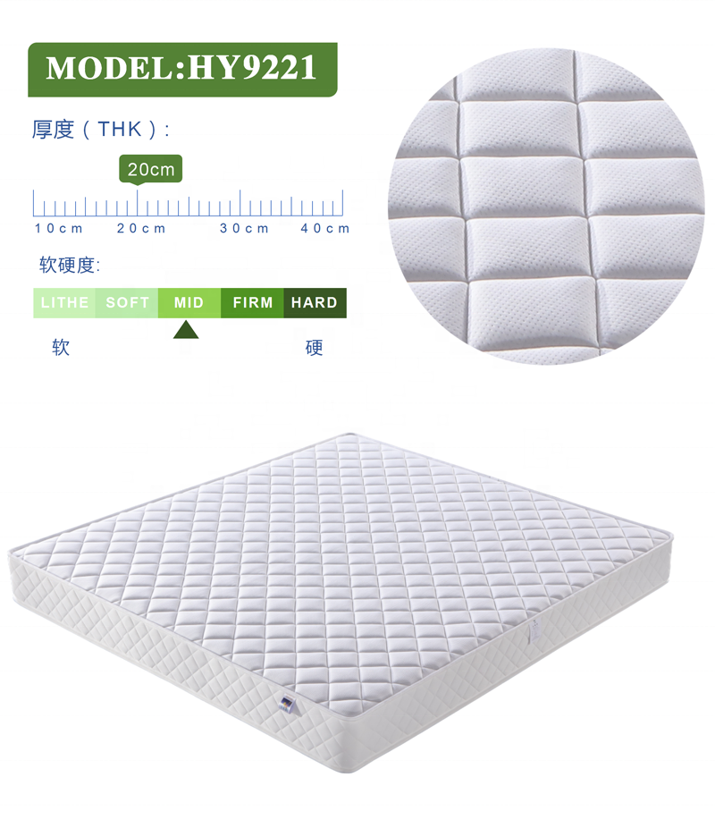 Modern Hotel Furniture Spring Mattress Pillow Top Foam Mattress