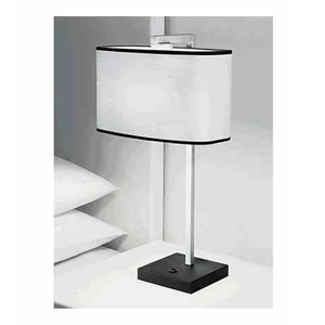 Hotel Room Table Lamp USA HOTEL LAMP Double Convenience Outlets Modern Table Desk Lamp With Rectangular Fabric Shade Home Living Room Lighting